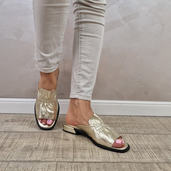 Metallic Peep Toe Mules