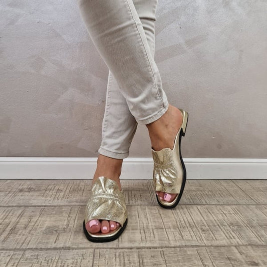 Metallic Peep Toe Mules