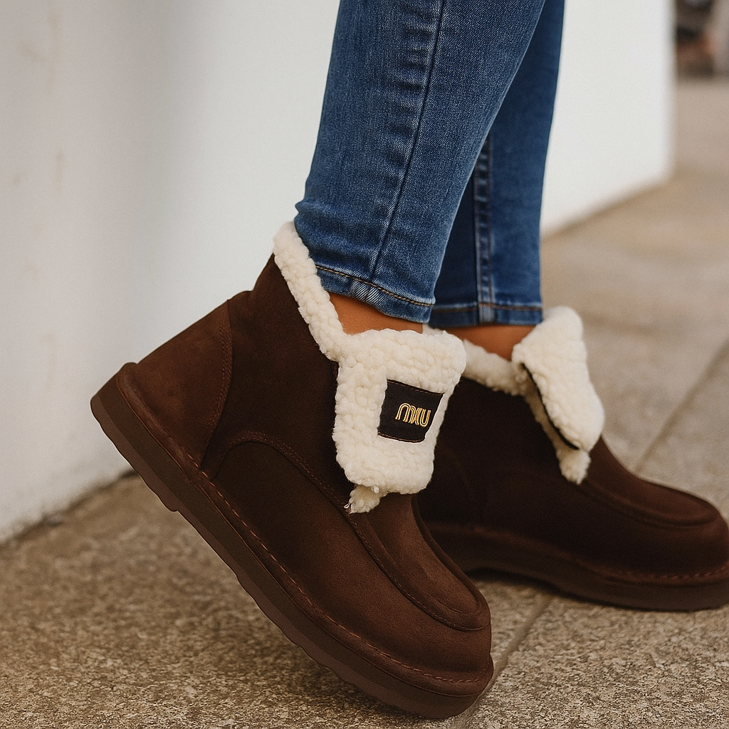 Fuzzy Trim Slip On Loafers