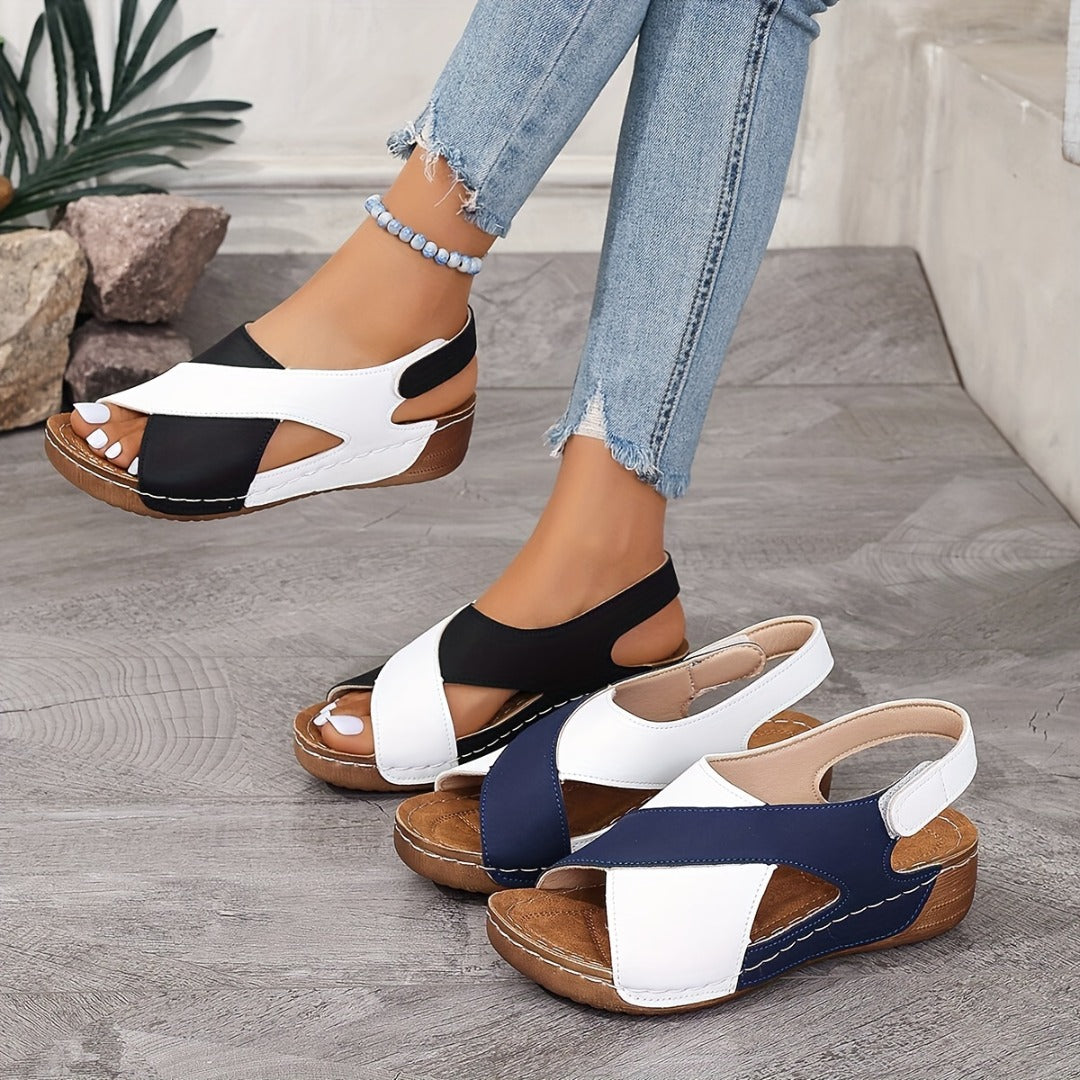 Cross Strap Wedge Sandals