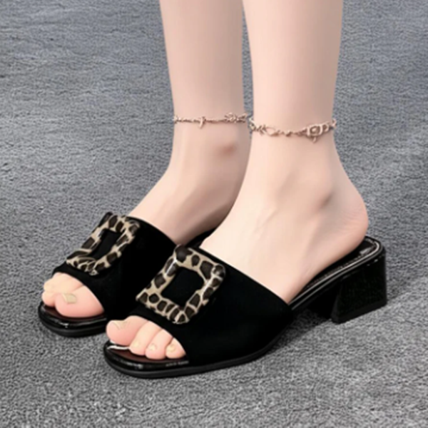 Embellished Block Heel Mules