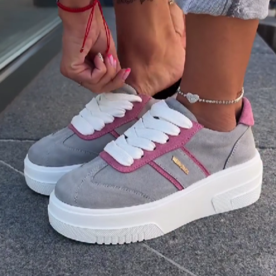 Contrast Panel Lace Up Platform Sneakers