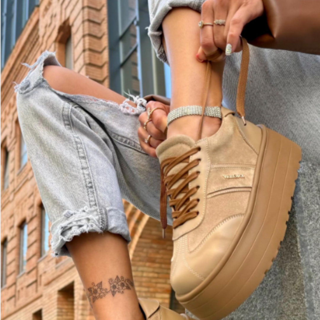 Lace Up Suede Platform Sneakers