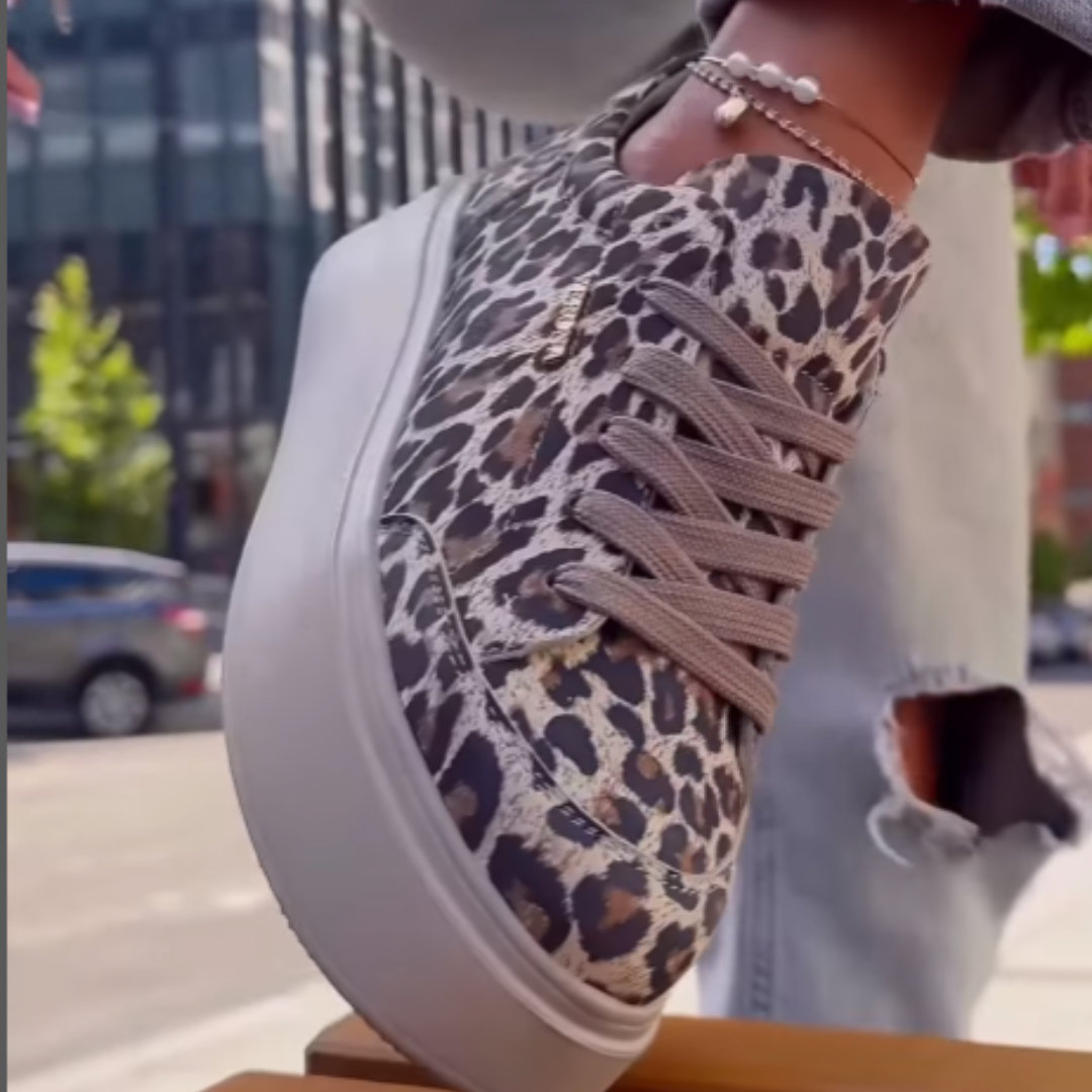 Animal Print Lace Up Platform Sneakers