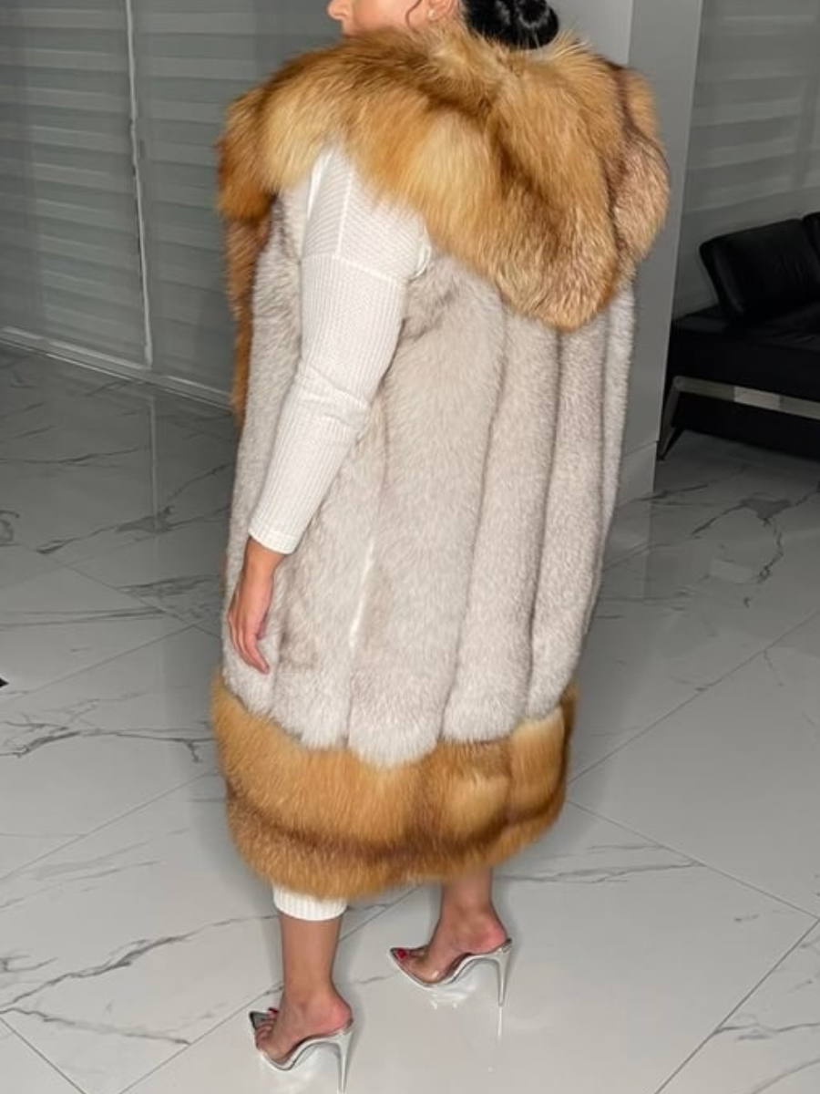 Faux Fur Detachable Sleeve Coat