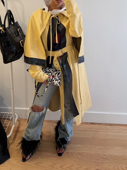 Contrast Cape Design Coat