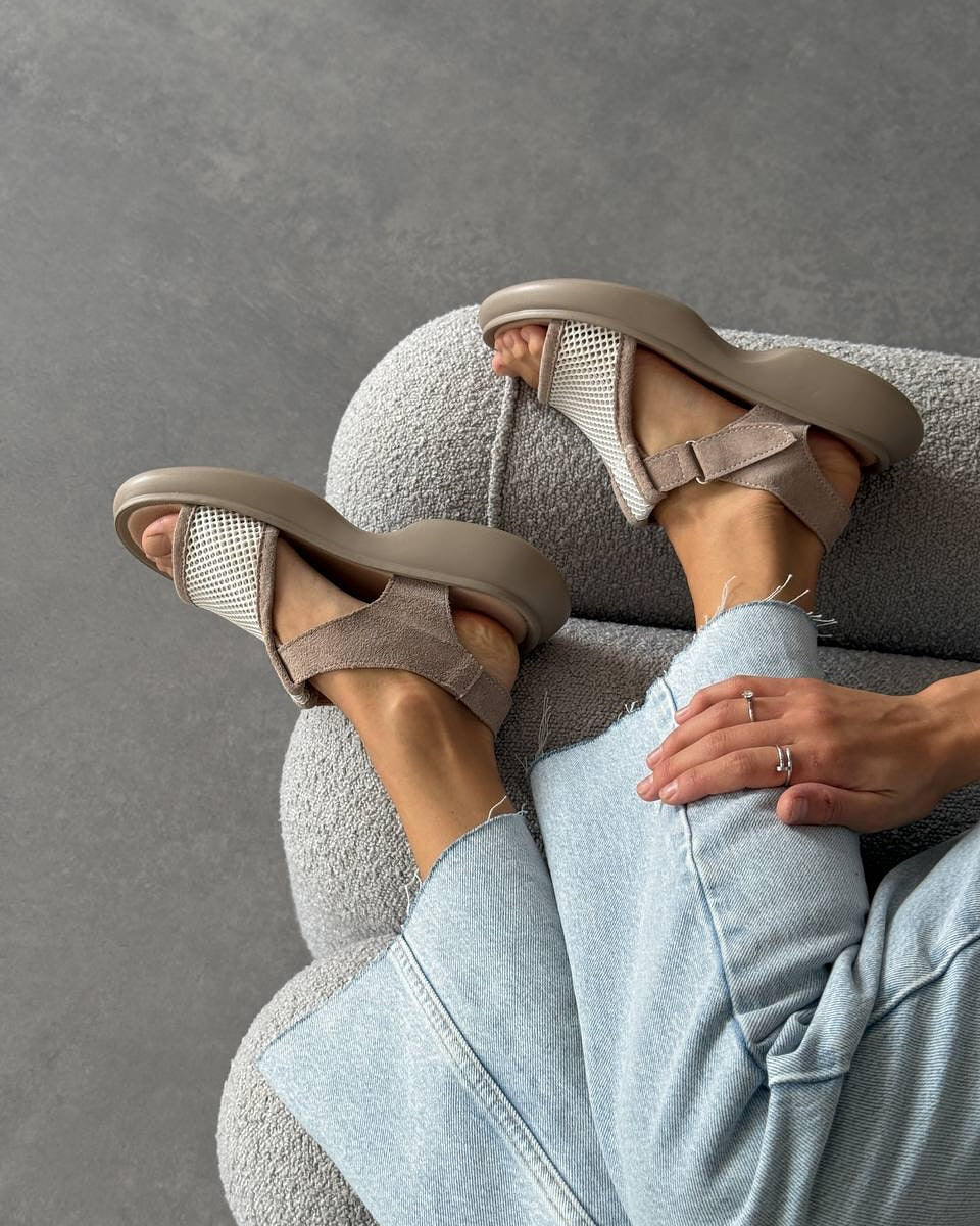 Mesh Ankle Strap Platform Sandals