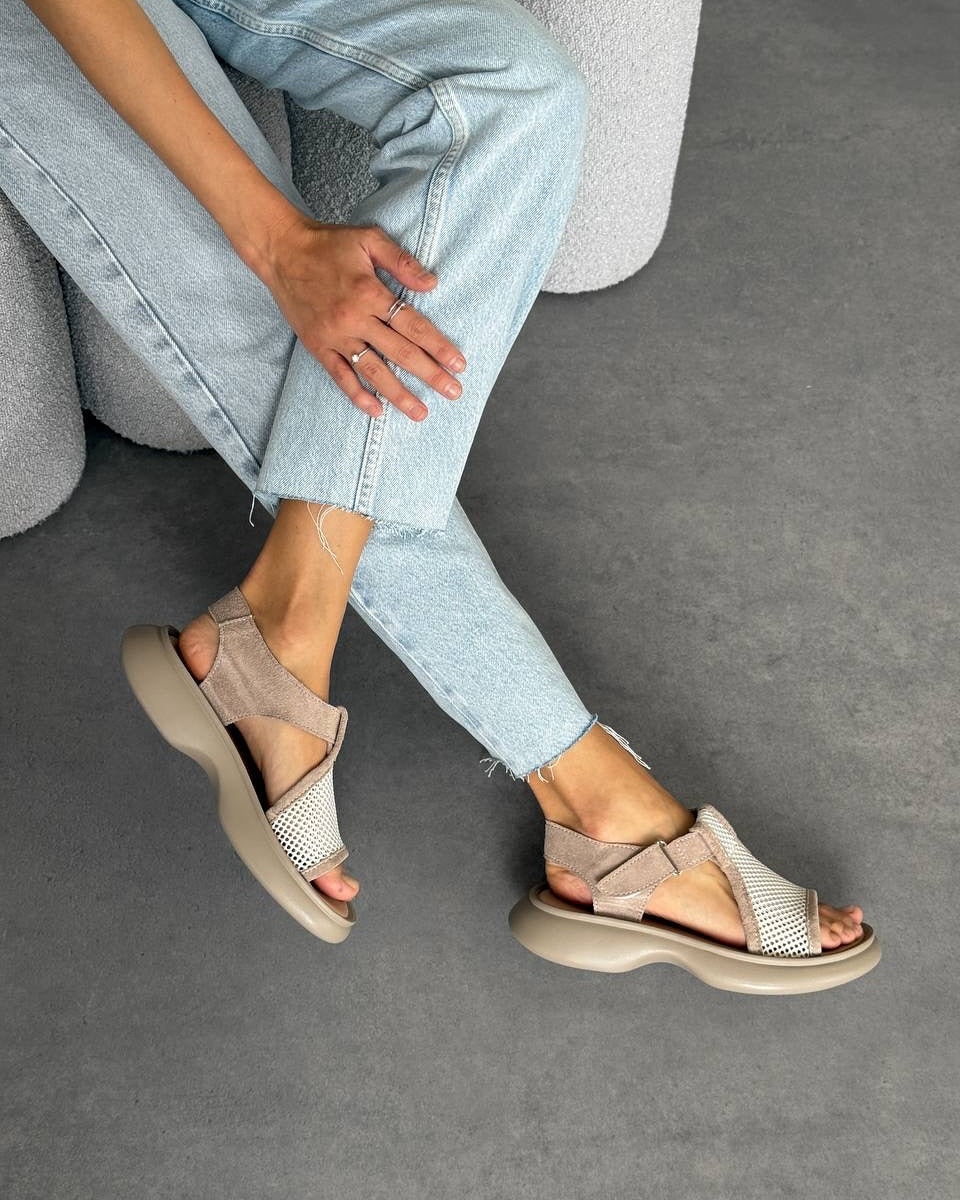 Mesh Ankle Strap Platform Sandals