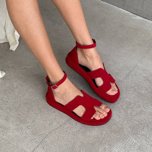 Cross Strap Ankle Strap Flat Sandals
