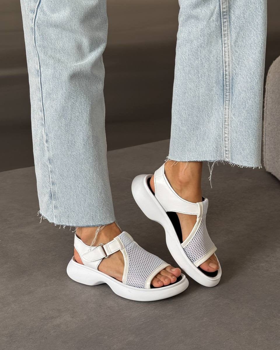 Mesh Ankle Strap Platform Sandals