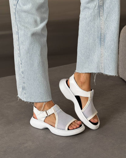 Mesh Ankle Strap Platform Sandals