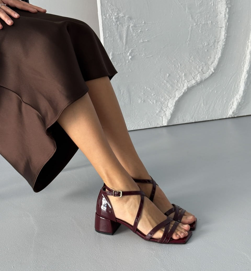 Cross Strap Block Heel Sandals