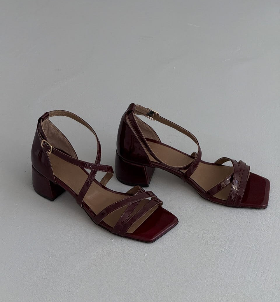 Cross Strap Block Heel Sandals