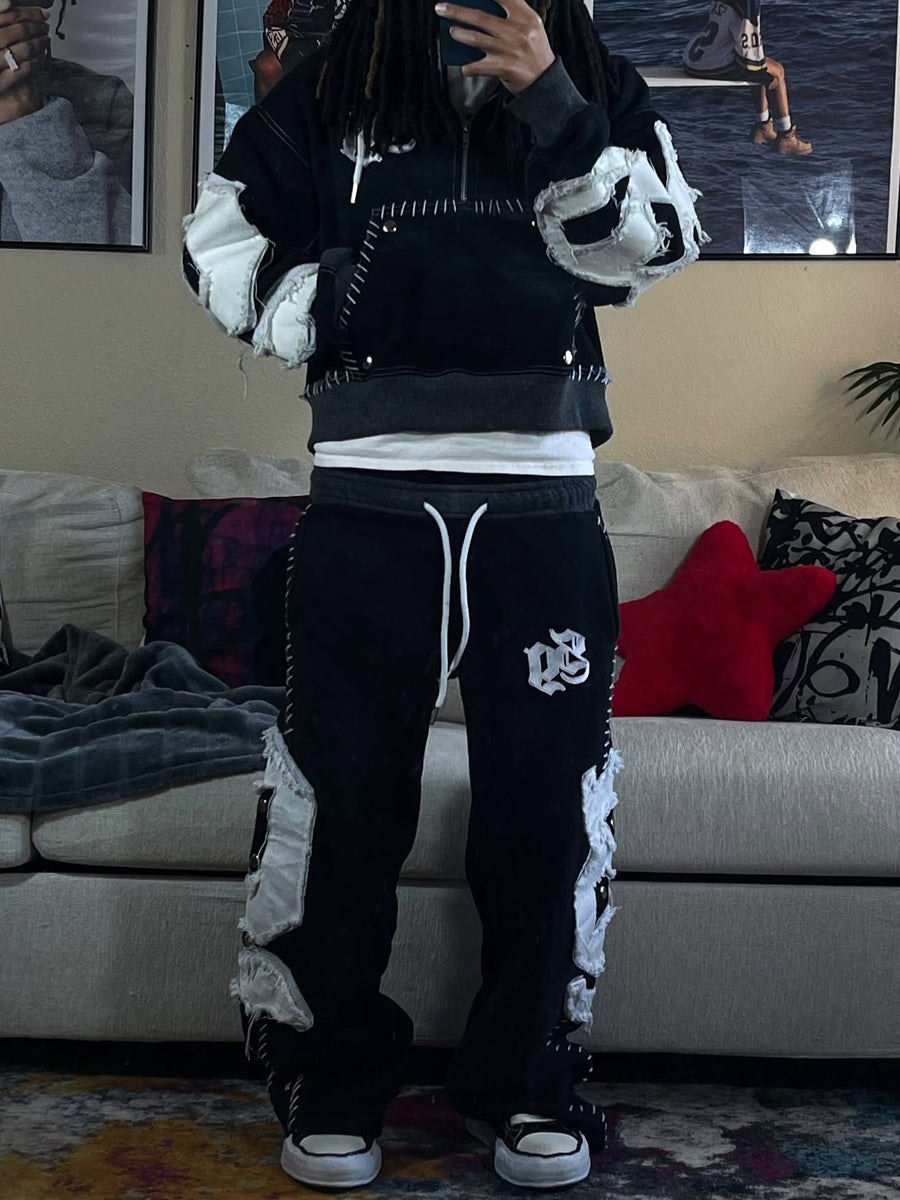 Hooded Embroidered Drawstring Waist Two Pieces Set