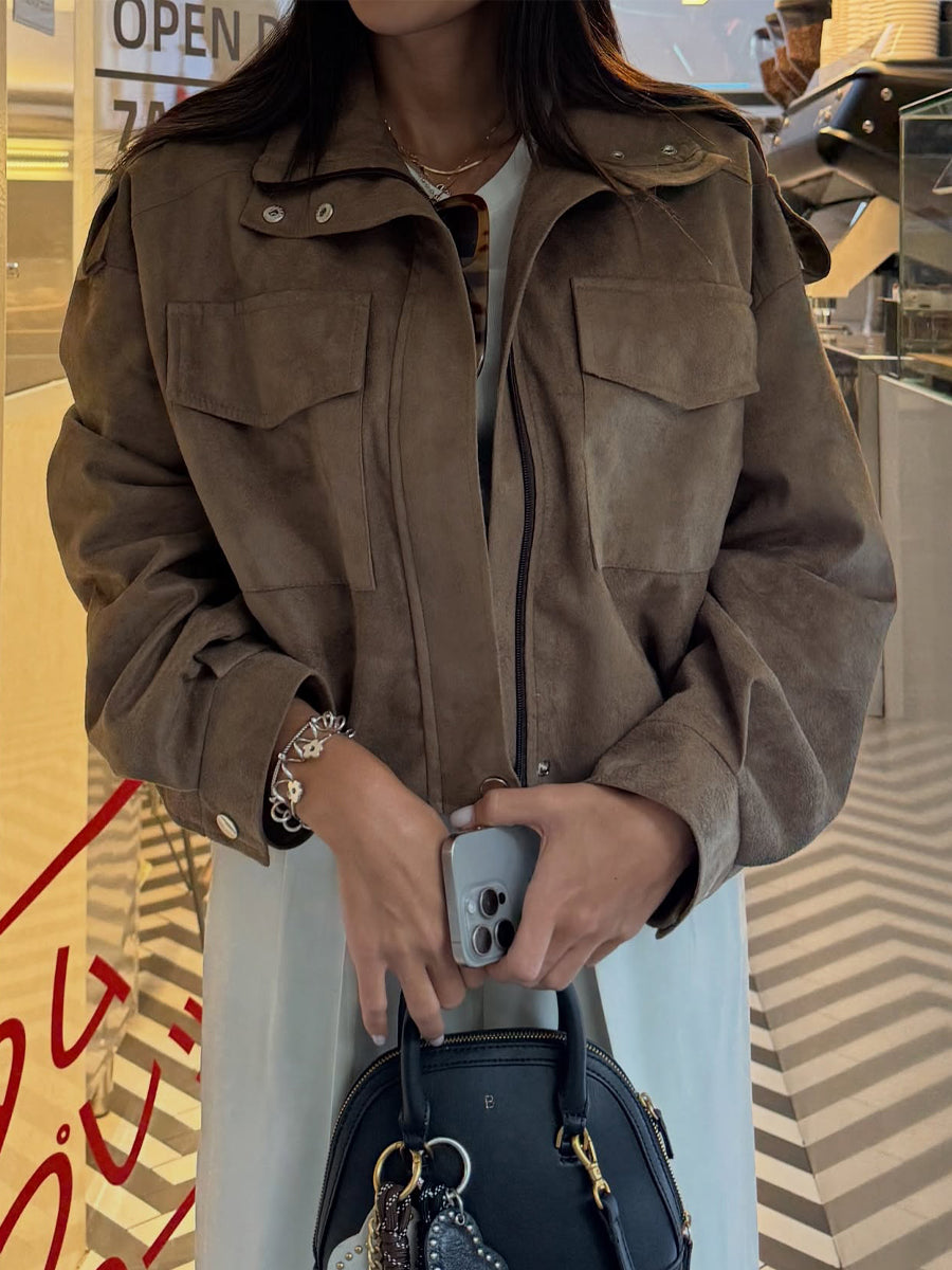 Suede Leather Pockets Jacket