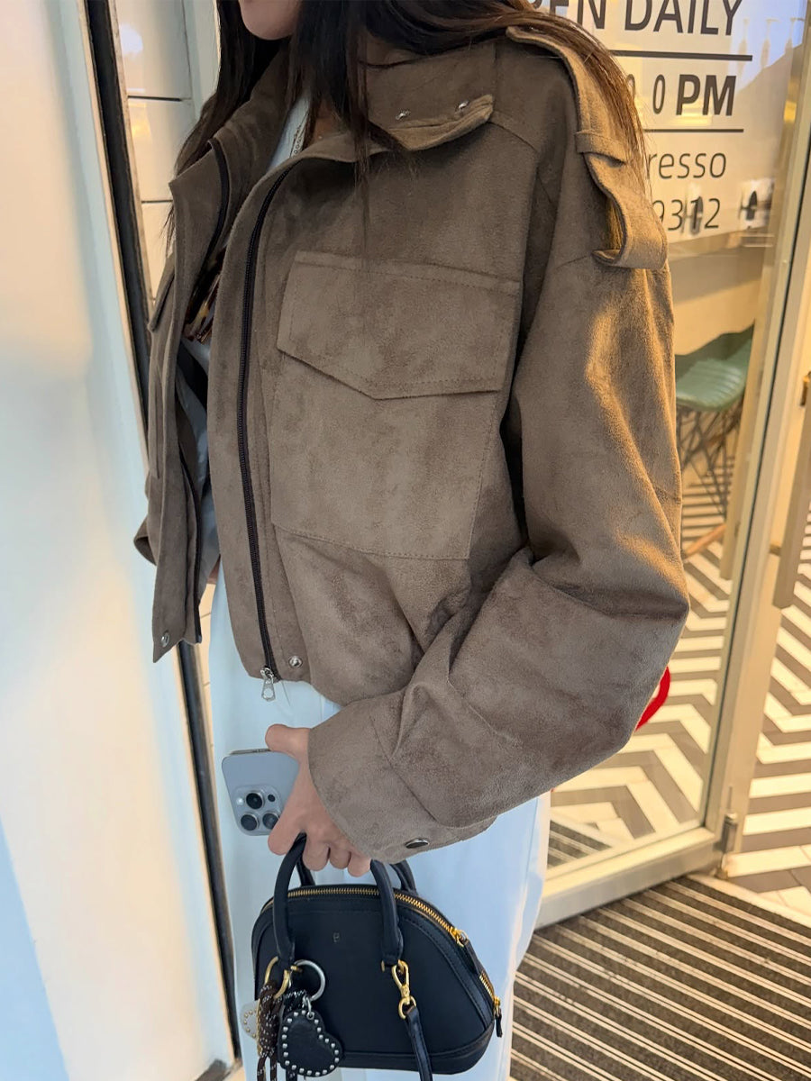 Suede Leather Pockets Jacket