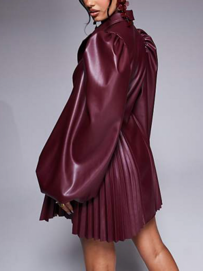 Pleated Leather Dress