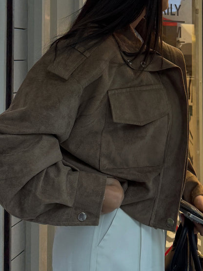 Suede Leather Pockets Jacket