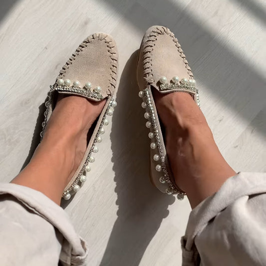 Rhinestone Sparkle Suede Pearl Loafer