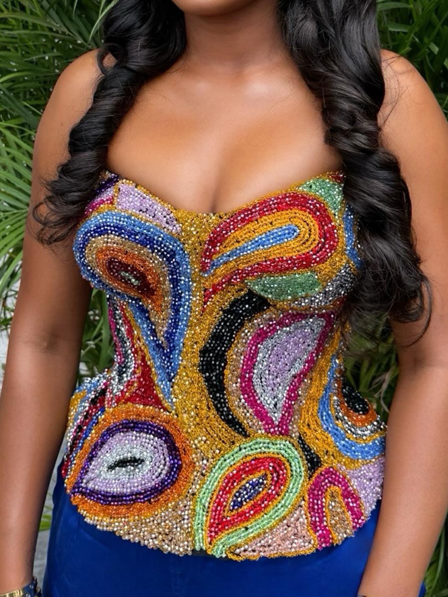 Rhinestone Sparkle Fashion Strapless Top Corset