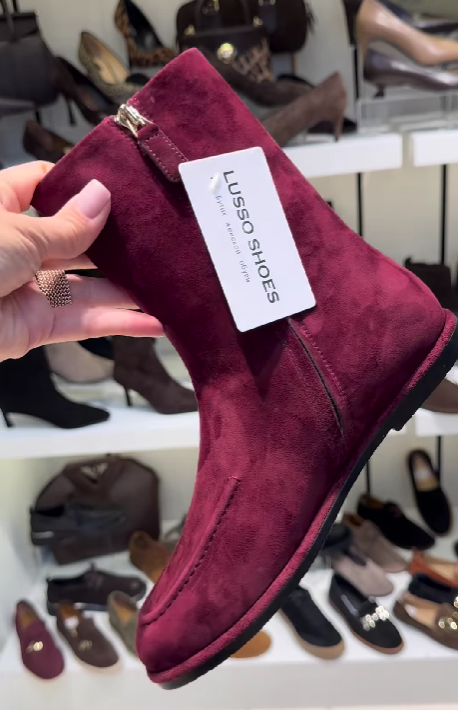 Suede Zip Up Mid Calf Boots