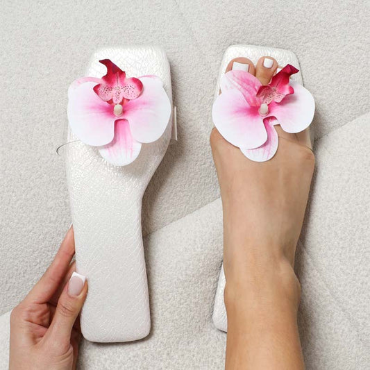 Floral Decorated Flat Slippers