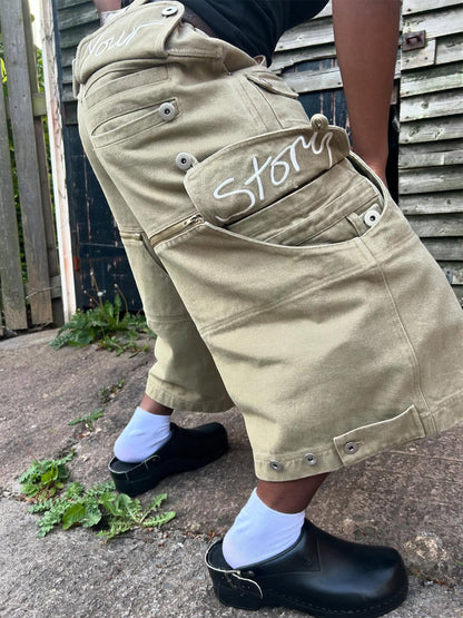 3D Cargo Pockets Adjustable Jeans