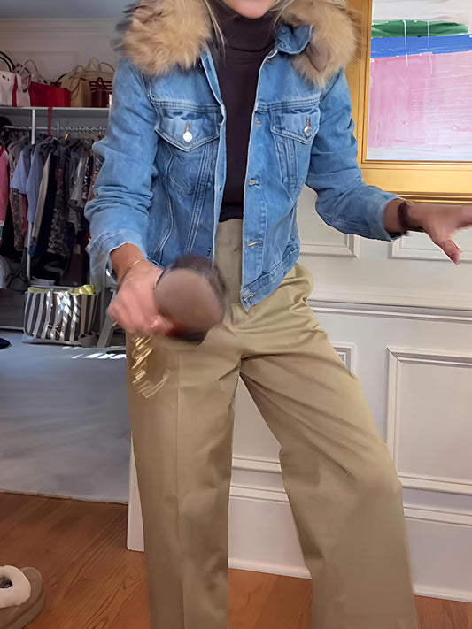 Detachable Faux Fur Collar Denim Jacket