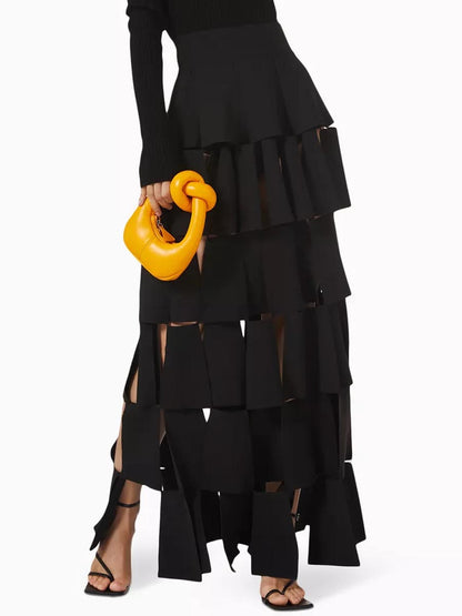 Rectangle Tassel Details High Waist Skirt