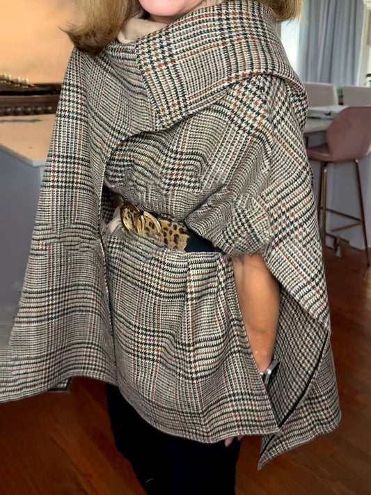 Plaid Print Wrap Coat