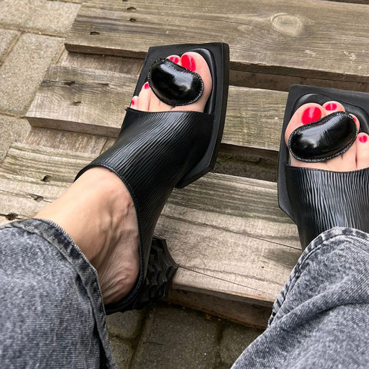 Fashion Chunky Square-toe Heels