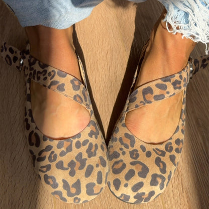 Stylish Leopard Print Strap Flats