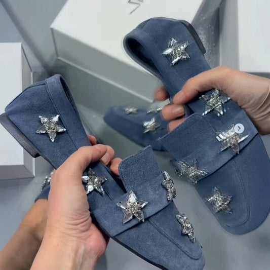 Glamorous Suede Crystal Loafers