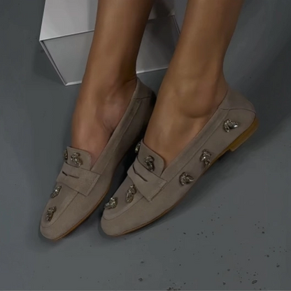 Suede Crystal - Embellished Loafers