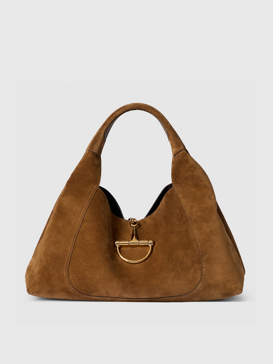 Suede Gold-tone Shoulder Bag