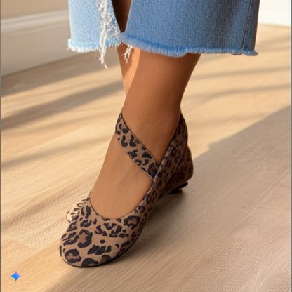 Stylish Leopard Print Strap Flats