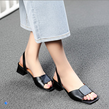Fashion Square Buckle-Detail Sandals