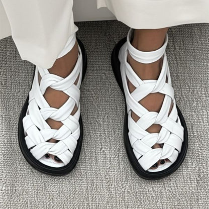 Soft-soled Woven Platform Sandals