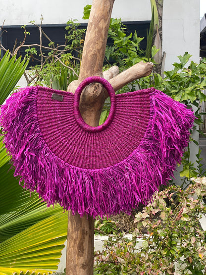 Tassel Handheld Straw Woven Bag Holiday Travel Woven Bag