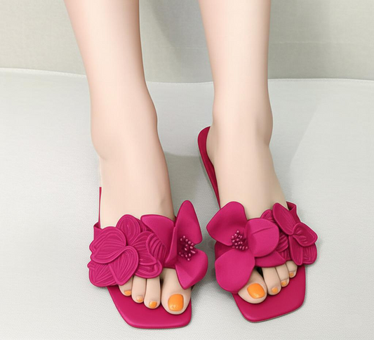 3D Flower Beach Flat Slippers
