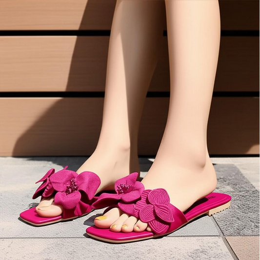3D Flower Beach Flat Slippers