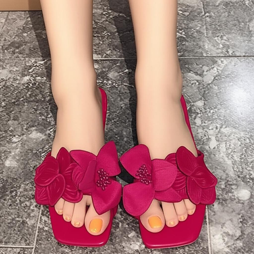 3D Flower Beach Flat Slippers