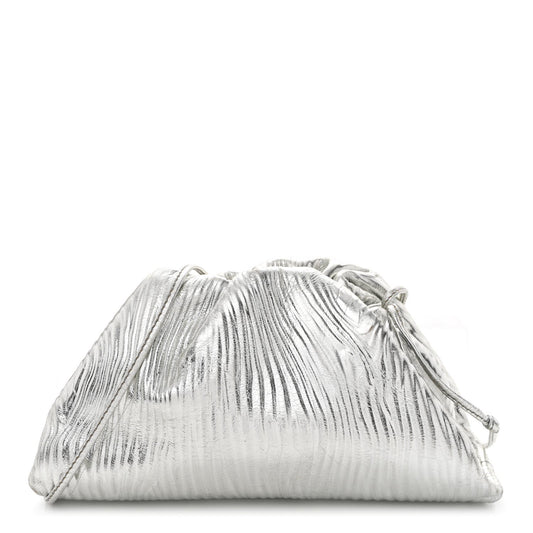 Metallic Bark Calfskin The Mini Pouch Silver