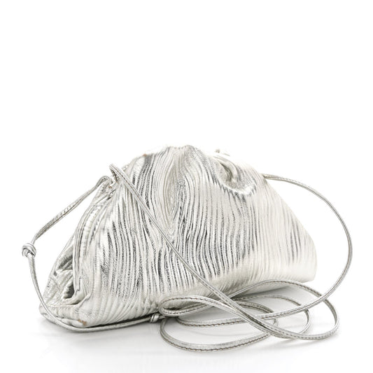 Metallic Bark Calfskin The Mini Pouch Silver