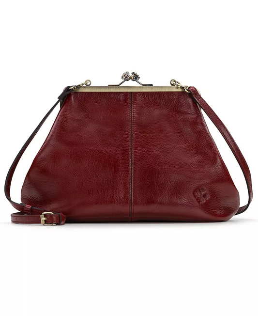 Classic Kiss-lock Closure Adorned Leather Bag