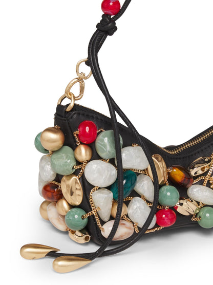 Multicolored-Stone Leather Shoulder Bag
