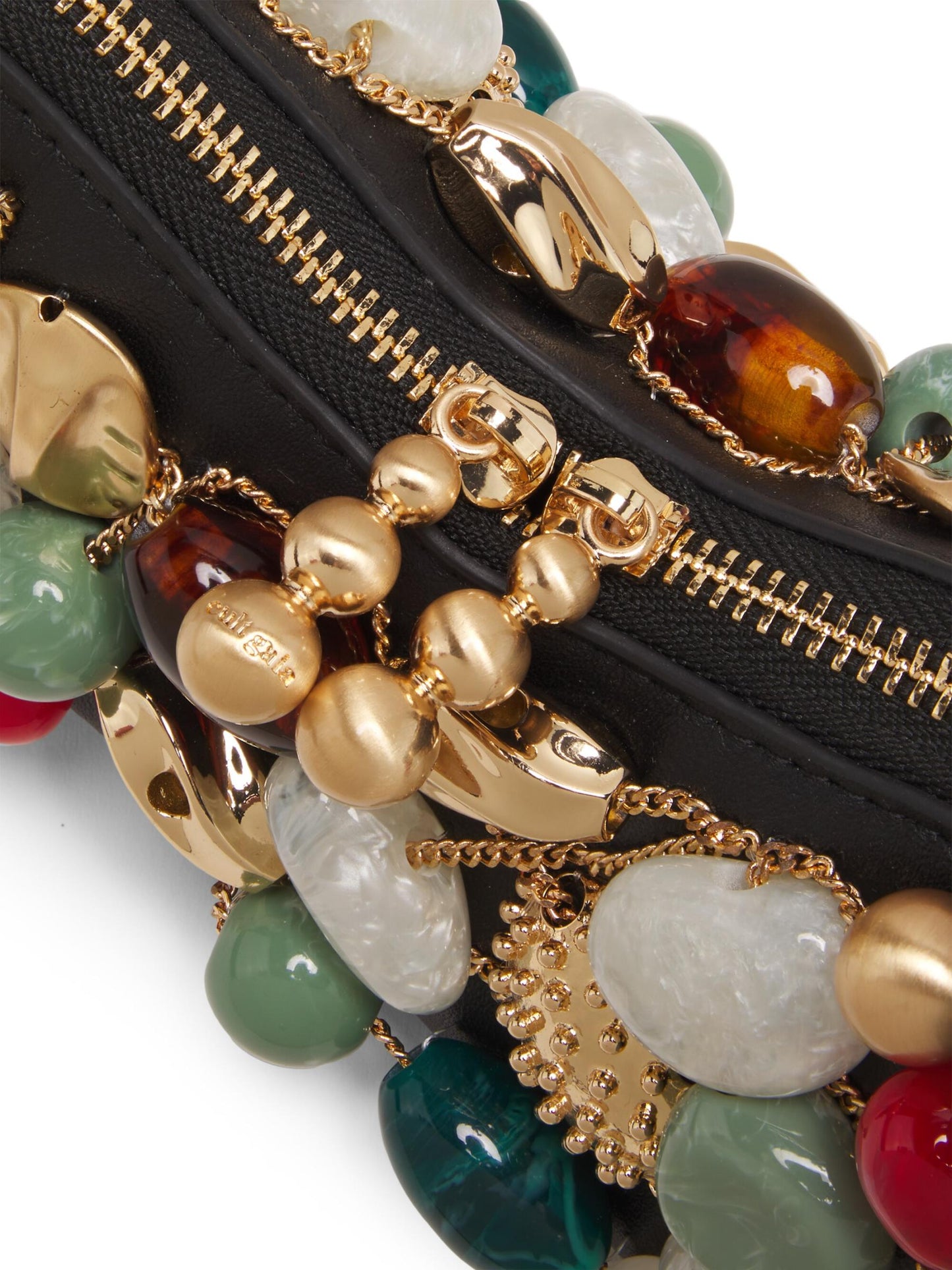 Multicolored-Stone Leather Shoulder Bag