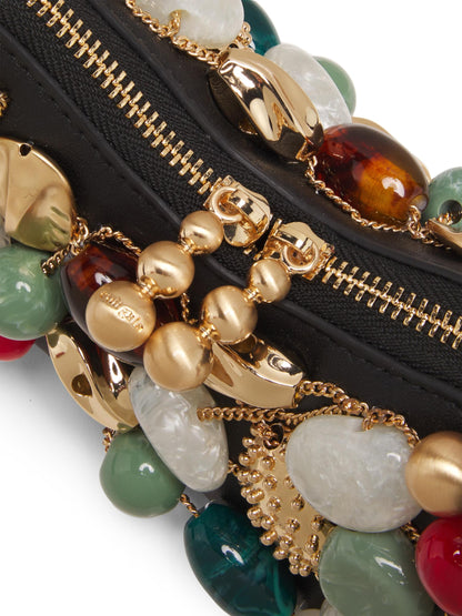 Multicolored-Stone Leather Shoulder Bag