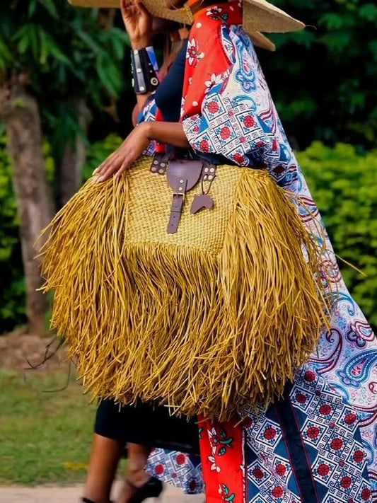 Handwoven Beach Bag-Khaki