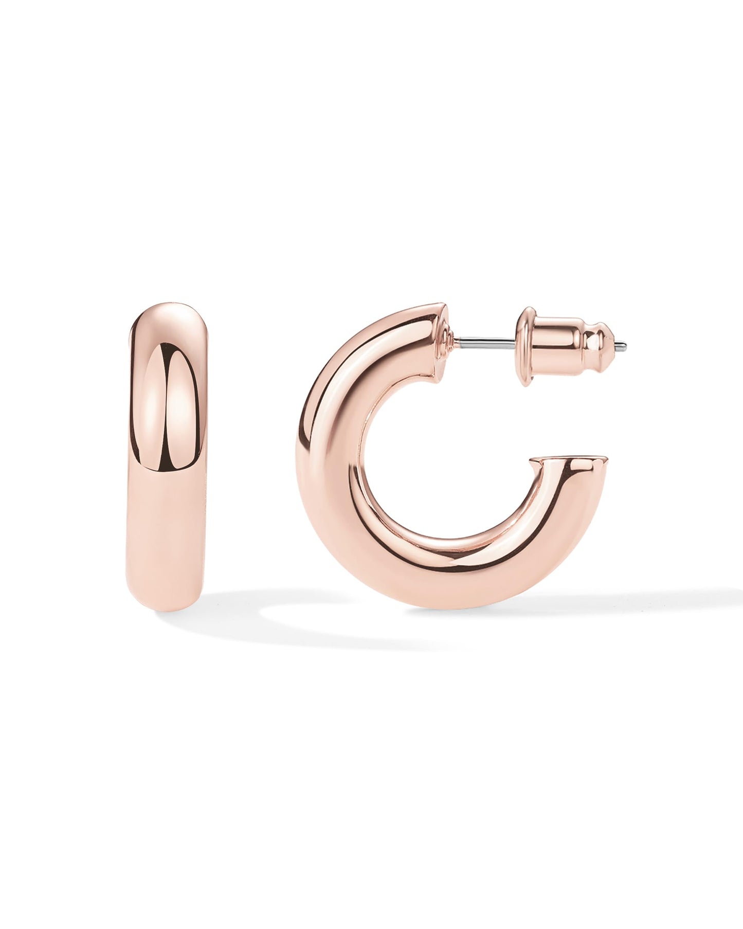PAVOI 14K Gold Plated Lightweight Chunky Open Hoops
